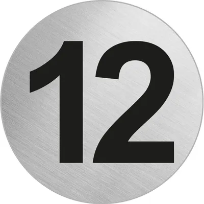 Produktbild von Türnummer Zimmernummer aus Edelstahl "12" Ø 60 mm selbstklebend