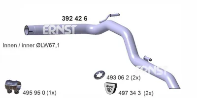 Produktbild von ERNST Abgasrohr Auspuffrohr für VW CRAFTER 30-50 Pritsche/Fahrgestell (2F) Hinten 392426