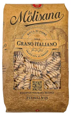 Produktbild von 6x La Molisana Pasta Integrale Fusilli n°28 Vollkornnudeln Vollkornpasta,100% italienischer Weizen,Bronzepaste 500g Packung + Italian Gourmet Polpa di Pomodoro 400g Dose