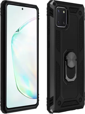 Image de Avizar, étui hybride pour téléphone portable avec support pour anneau pour Samsung Galaxy Note 10 Lite, noir