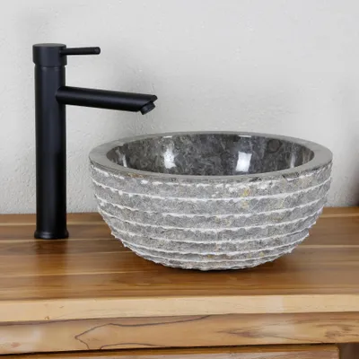 Produktbild von Marmor Steinwaschbecken Marika 35 cm Grau