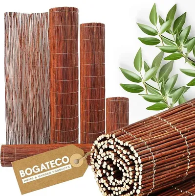 Imagen del producto de Valla de protección para jardín de madera con diseño de celosía | Valla de 200 cm de altura y 500 cm de largo | Valla de sauce ideal para jardín, balcón y terraza, una solución natural para proteger la privacidad