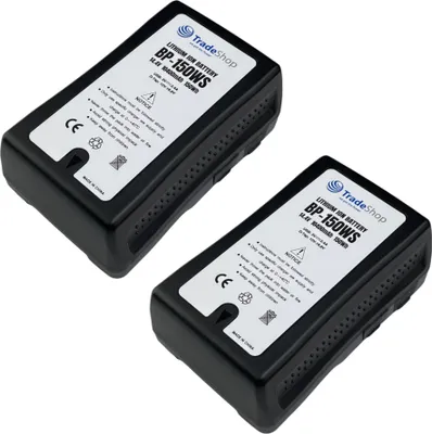 Produktbild von 2x Trade-Shop Li-Ion Akku V-Mount 14,4V 10400mAh 150Wh mit D-Tap USB Ausgang für Sony DSR-450WSL DSR-50 DSR-500WS DSR-500WSL DSR-500WSP DSR-500WSPL