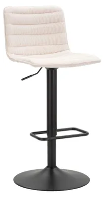 Image de Lot De 2 Tabourets De Bar Hauts Blancs, 43 X 49,5 X 85,5-107 Cm, Réglables, En Métal Et Tissu Rembourré – Style Années 70 Moderne