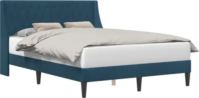 Obrázek produktu pro vidaXL Rám postele s čelem Modrá 140 x 190 cm Samet