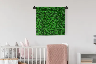 Produktbild von MuchoWow® Wandteppich Wandbehang Leopard - Grün - Muster 60x60 cm Tapisserie Dekoration Wandtuch - Dekorationen - Wand Decke