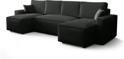 Obrázek produktu pro FURMEB AMBRO Rohov pohovka ve tvaru U s funkc span 300x143x85cm Grafitov