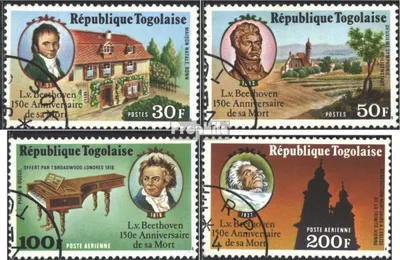 Produktbild von Briefmarken Togo 1977 Mi 1217A-1220A (kompl.Ausg.) gestempelt 150. Todestag von Ludwig van Beethoven