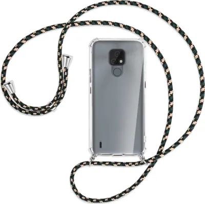 Produktbild von Handykette Backcover-Schutzhülle mit Band (Metall silberfarben) für Motorola Moto E7 - camouflage