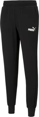 A pair of black Puma jogging pants.