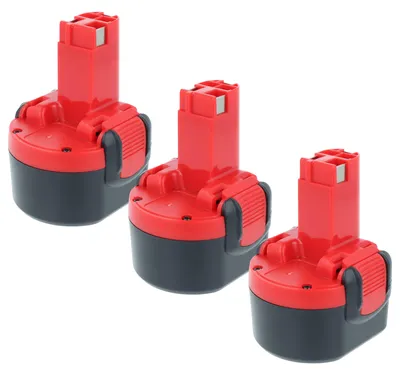 Produktbild von vhbw 3x Akku Ersatz für Bosch 2607 335 540, 2 607 335 707, BAT100, BAT048, BAT0408, 2607 335 682, 2607 335 674 für Werkzeug (3300 mAh, NiMH, 9,6 V)