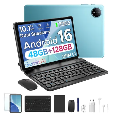 Produktbild von POCKAM P10 48(8+40)GB+128GB, 10 Zoll, Android 16, 7000mAh, mit Tastatur/Maus/Stift/Hülle usw, BT5.0, 5G WiFi, Gemini AI, 3.5mm Kopfhöreranschluss
