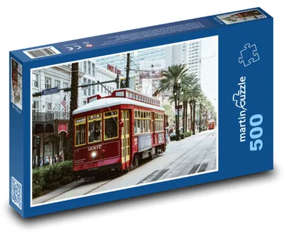 Produktbild von Puzzle 500 Rote Straßenbahn in der Stadt - martinpuzzle