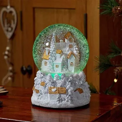 Weihnachtskugel 18 cm, Musik, Schnee, LED, 8 Lieder
