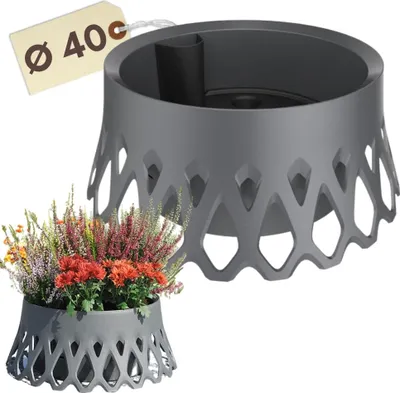 Produktbild von Grabschale mit Selbstbewässerung Grabvase mit Wasserspeicher Pflanzschale als Grabschmuck Blumenschale Groß Grab Vase Friedhof Wetterfest Grabschale Anthrazit Ø 40