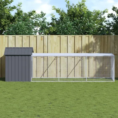 Immagine prodotto di VidaXL Pollaio con corridoio 117x405x123 cm in acciaio zincato antracite