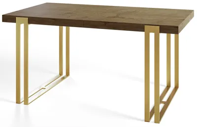 Image de Table de salle à manger rectangulaire ROSA, table extensible, dimensions : 120-220 x 80 x 77 cm, table de salon, couleur : LEFKAS, avec pieds en métal de couleur or