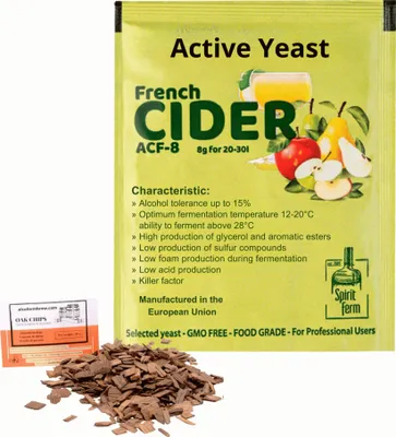 Produktbild von Trocken Hefe French Cider 8g + Eichenchips Apfelwein Hefe, Cider Hefe