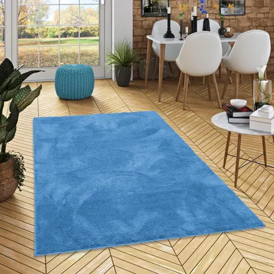 Produktbild von Luxus Super Soft Hochflor Langflor Teppich Silky Blau, Größe:160x230 cm