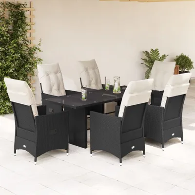 Produktbild von 2025 cloris Gartenmöbel Set Balkonmöbel-Set 7-tlg. Garten-Essgruppe mit Kissen Schwarz Poly Rattan - Gartenmöbelgarnituren Sale8502460 4parcel