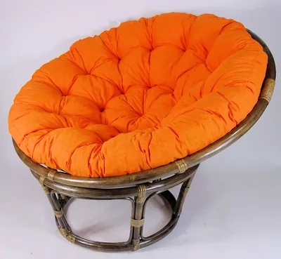 Produktbild von Rattan Papasansessel,Papasan Durchmesser 110 cm, Fb. Dunkelbraun, Polster Uni Living 190 Orange