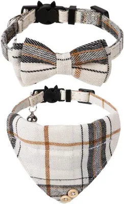 Immagine prodotto di Set di guinzagli combinati color beige per diverse specie animali - Regolabili - Design tradizionale - Adatti a gatti e cani di piccola taglia.