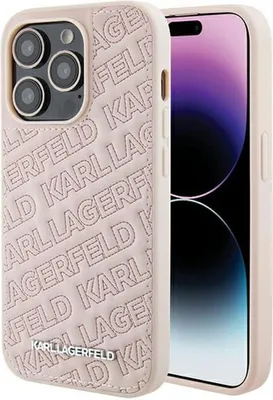 Produktbild von Karl Lagerfeld Quilted K Pattern Hülle für iPhone 15 Pro Max  Rosa Handyhülle
