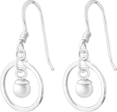 Produktbild von 925 Sterling Silber Ohrhaken Kreisohrringe mit synthetischer Perle