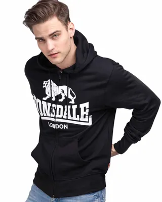 Produktbild von Herren Kapuzensweatjacke mit Reißverschluss schmale Passform KRAFTY Black M Lonsdale