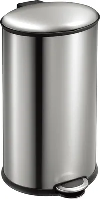 Produktbild von Ellipsenförmiger Treteimer aus gebürstetem Edelstahl | 40 Liter, HxBxT 68x35,5x39,6cm | Silber