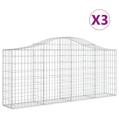Obrázek produktu pro vidaXL Gabiony s vysokým obloukem 3 ks 200x30x80/100 cm Pozinkované železo