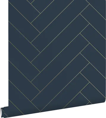 Obrázek produktu pro ESTAhome tapeta rybí kost tmavě modrá a zlatá 53 cm x 10,05 m