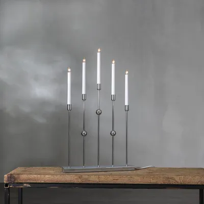 Productafbeelding van Star Trading 138-56, Sfeervolle decoratieve figuur, Chroom, IP20, Wit, 5 lampen, E10