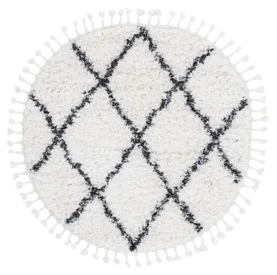 Image de carpetfine Tapis à Poils Longs Eddy Ronde Shaggy noir Ø 300 cm | Tapis Moderne pour Le Salon et la Chambre à Coucher