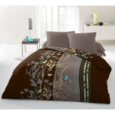 Immagine prodotto di PHILOSOPHIE Copripiumino in microfibra - 1 copripiumino 220x240 cm + 2 federe 63x63 cm - Marrone