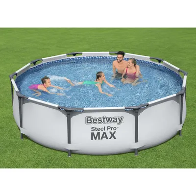 Produktbild von Bestway® Steel Pro MAX™ Frame Pool Set mit Filterpumpe Ø 305 x 76 cm, lichtgrau, rund