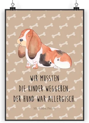 Produktbild von Mr. & Mrs. Panda Bild Hund Basset Hound DIN A3 - Hundeglück - Geschenk, Posterdruck, Sprüche, drucke, wanddeko, Lustig, Plakat, Wandbild, Süß