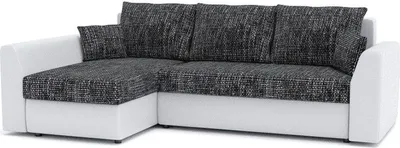 Produktbild von Ecksofa PAUL mit Schlaffunktion - Eckcouch mit Bettkasten - Stoff LAWA 17+SOFT 17 Dunkelgrau&Weiß