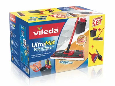 Produktbild von Vileda Reinigung Vileda UltraMat Mikrofaser Komplett Set Wischer Powerpresse mit Kehrset Vileda