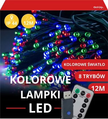 Zdjęcie produktu dla Lampki Świąteczne Led 12M 100 Led Kolorowych Świateł Girlanda Na Okno