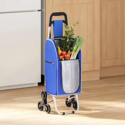 Produktbild von vidaXL Einkaufswagen Blau 39,5 x 33 x 93 cm Oxford-stoff