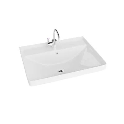 Produktbild von LAVITA Möbelwaschtisch Nevada 600 | Möbelwaschbecken | Waschbecken mit Überlauf und Hahnloch | Aus hochwertigem Porzellan | Waschtisch | 61x47x21 cm | Weiß Glanz