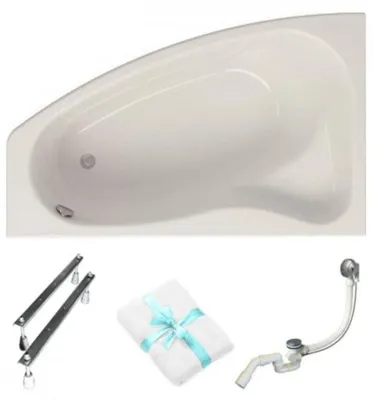 Produktbild von Aqua For You | Cersanit Badewanne - 160x100cm - Asymmetrisch - Linke Seite - Inkl. Syfon Und Beinen - Eckbadewanne - Acryl