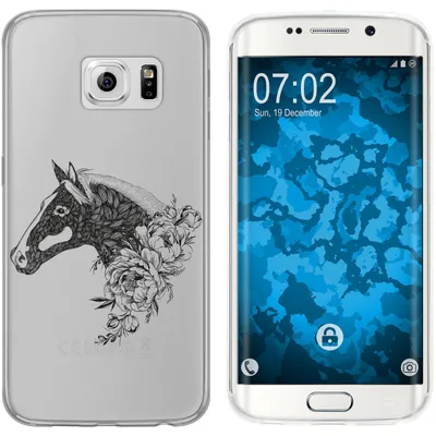 Produktbild von PhoneNatic Case kompatibel mit Samsung Galaxy S6 Edge Silikon-Hülle Floral Pferd M5-1
