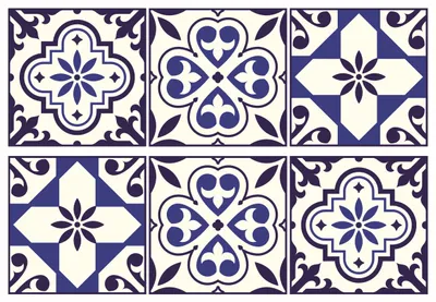 Produktbild von Sanders & Sanders Wandtattoo Fliesenmuster Blau 65 x 42.5 cm