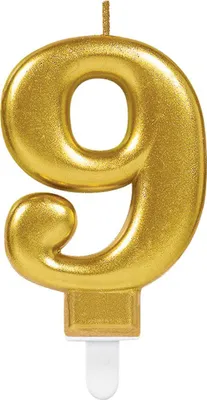Zdjęcie produktu dla Świeczka urodzinowa złota 9 /wysokość 9,3 cm/