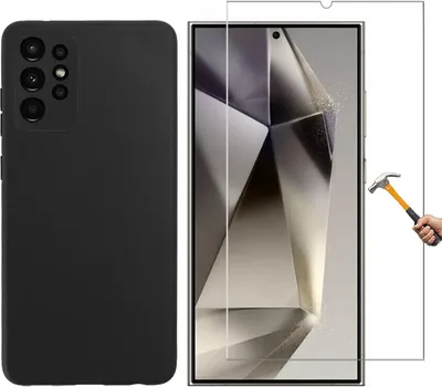 Produktbild von 2in1 Schutzglas Schutzhülle kompatibel mit Samsung Galaxy S24 ultra Silikon Case und Panzerglas TPU Hülle Flexibel Cover Handyhülle Glasfolie 9H Härte Schutzfolie Handyschutz