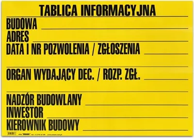 Zdjęcie produktu dla Tablica Informacyjna Budowy Pvc 700 X 500 Mm - Trwała