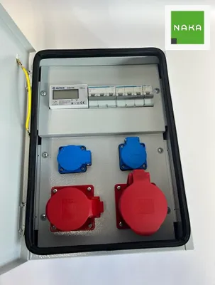 Produktbild von IP54 Metall Stromverteiler Wandverteiler CEE 32A 16A 2x230V mit Stromzähler 94H-4
