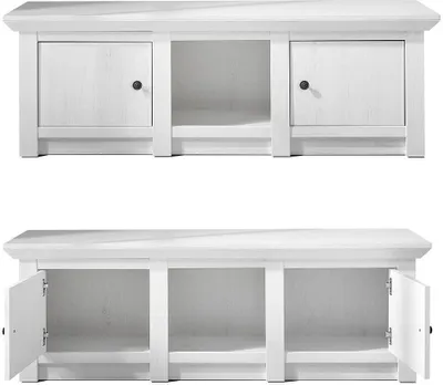 Produktbild von TV-Lowboard WINGST-61 im Landhaus Stil Nachbildung Pinie weiß Nb. B/H/T ca. 152x51x45cm